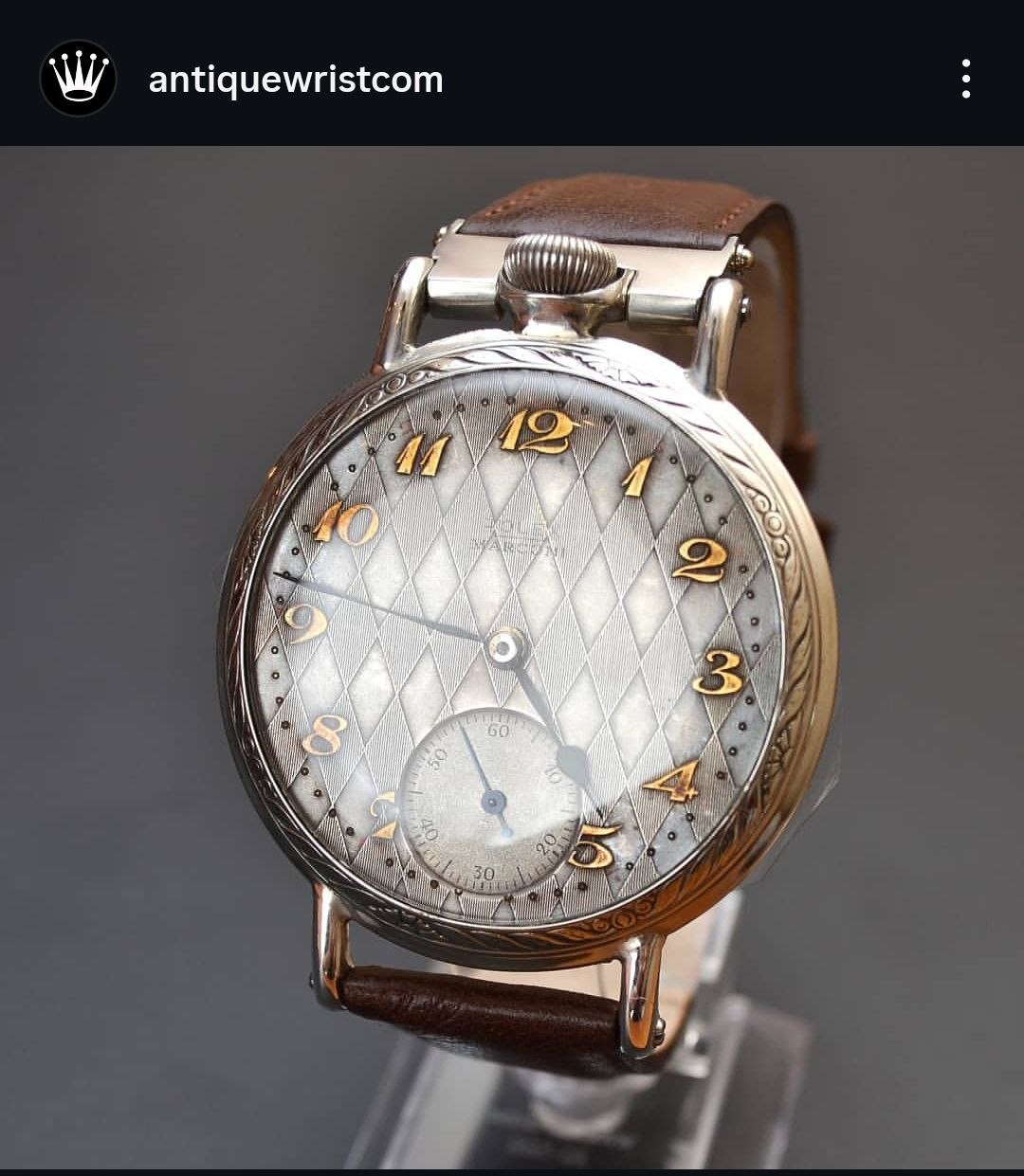 Rolex pocket watch converted to wristwatch — cup-and-link crown construction